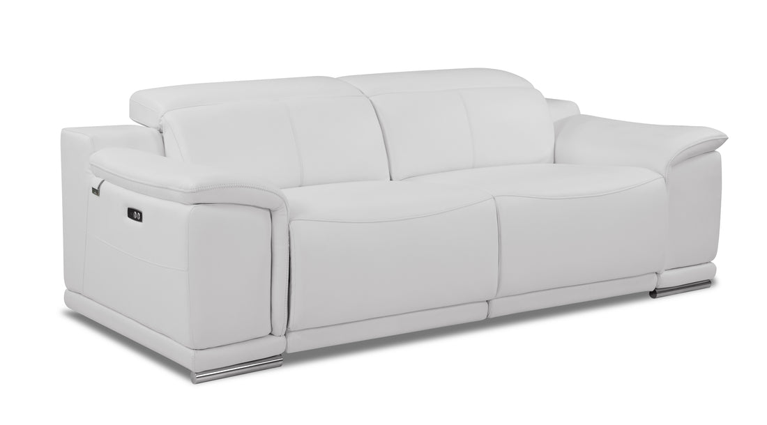 Genuine Italian Leather Power Reclining Sofa White Foam Leather