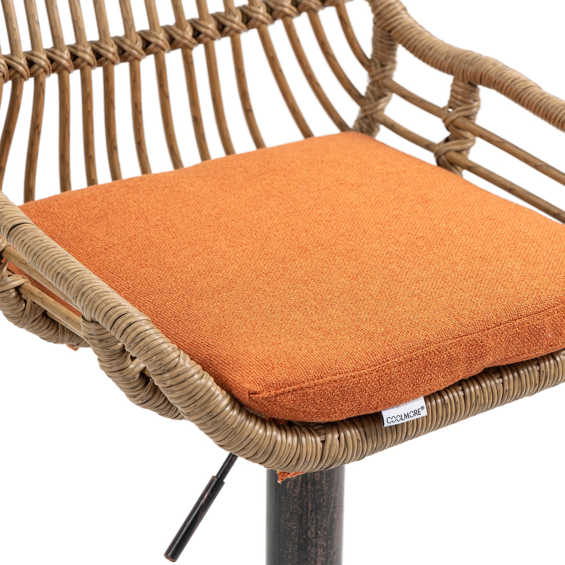 Coolmore Swivel Bar Stools Set Of 2 Adjustable Counter Height Chairs With Footrest For Kitchen, Dining Room 2Pc Set Orange Polyester