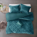 Velvet Duvet Cover Set Twin Teal Polyester