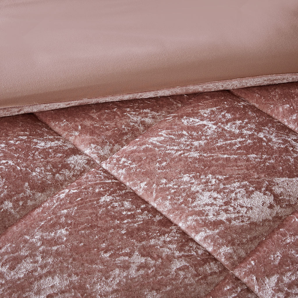 Velvet Duvet Cover Set King Blush Polyester