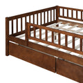 Full Size Daybed Wood Bed With Two Drawers, Walnut Full Walnut Solid Wood