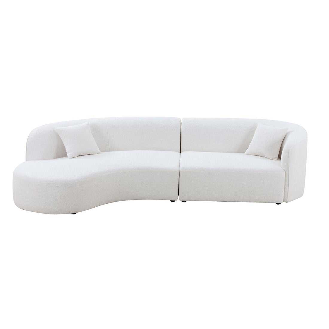 Luxury Modern Style Living Room Upholstery Curved Sofa With Chaise 2 Piece Set, Left Hand Facing Sectional, Boucle Couch, White White Boucle 3 Seat