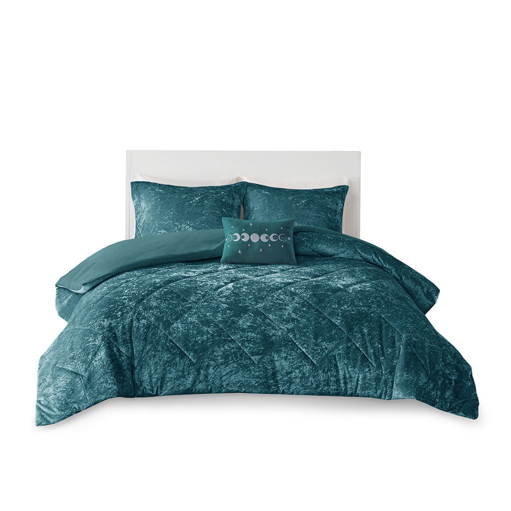 Velvet Duvet Cover Set Twin Teal Polyester