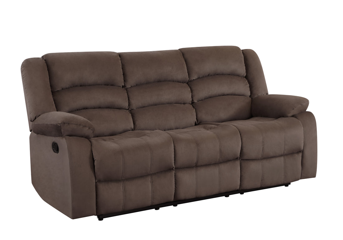 Transitional Microfiber Fabric Upholstered Sofa Brown Foam Fabric