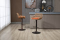 Coolmore Swivel Bar Stools Set Of 2 Adjustable Counter Height Chairs With Footrest For Kitchen, Dining Room 2Pc Set Orange Polyester