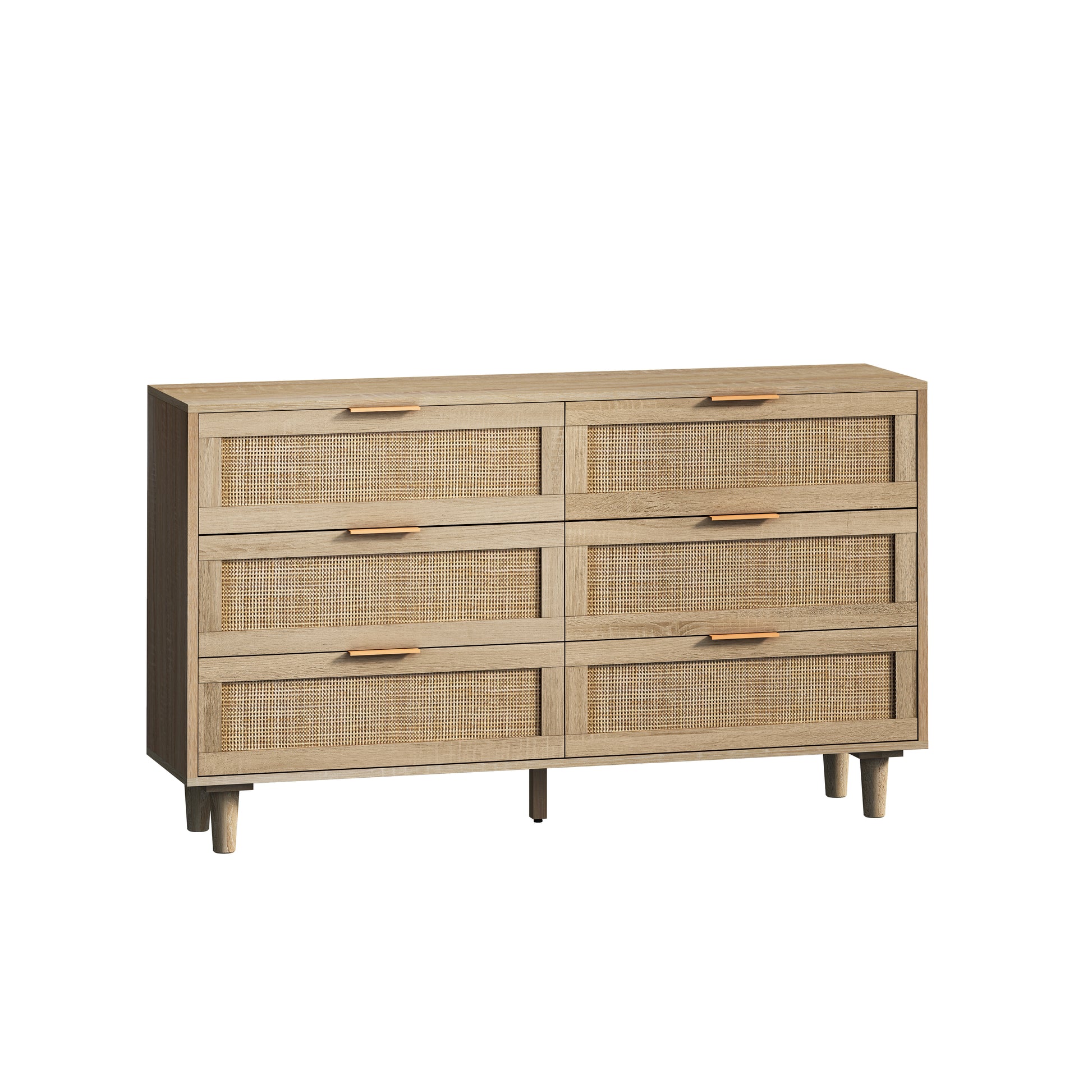 51.18"6 Drawers Rattan Storage Cabinet Rattan Drawer,For Bedroom,Living Room,Natural Same Sku:W757P198980 Natural Particle Board