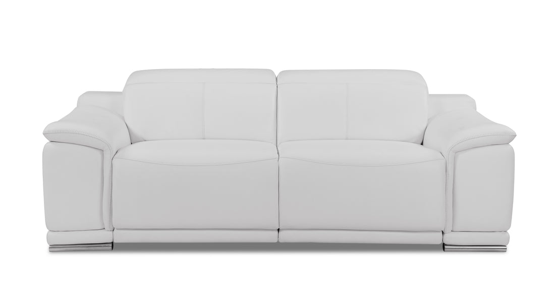 Genuine Italian Leather Power Reclining Sofa White Foam Leather