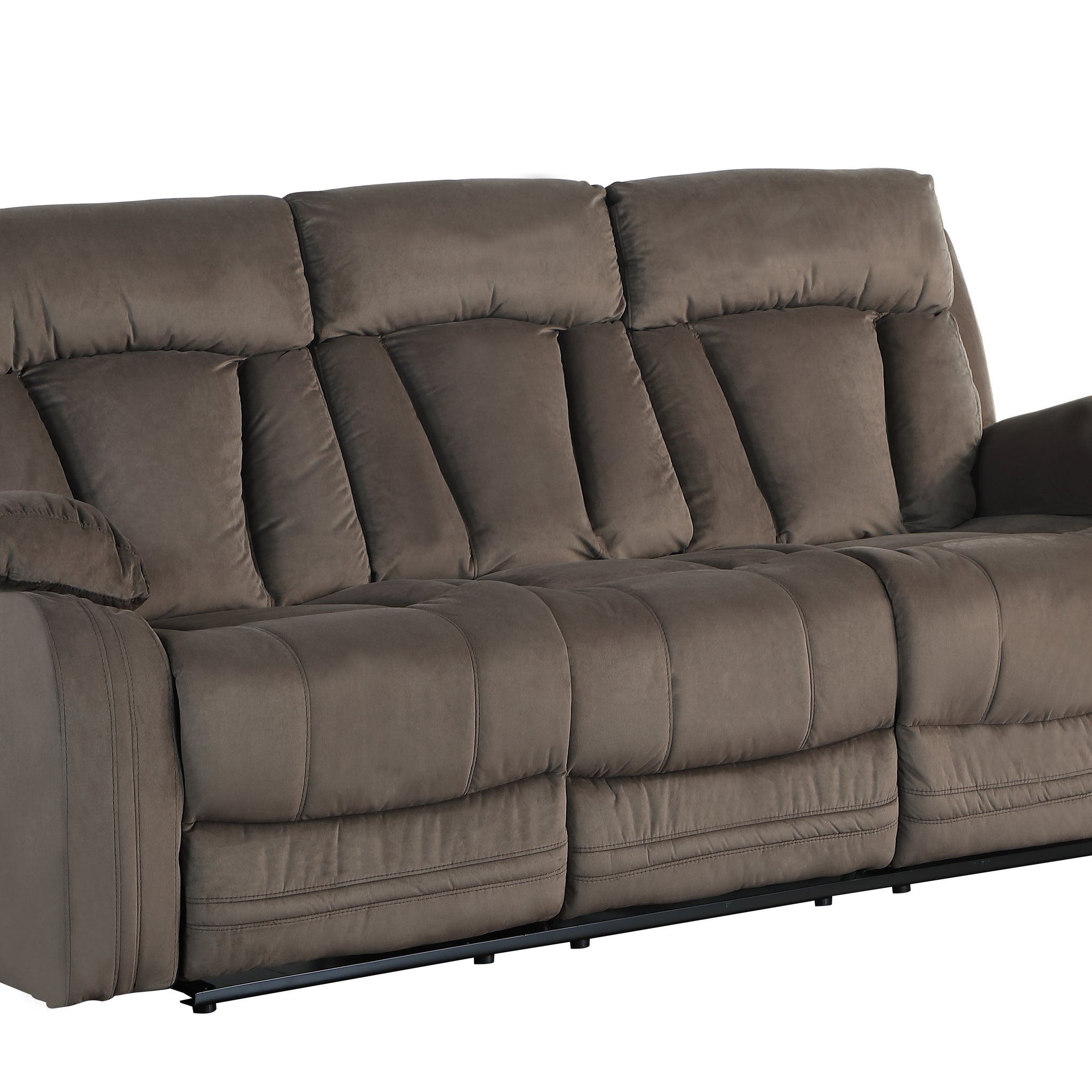 Reclining Transitional Microfiber Fabric Sofa Brown Foam Fabric