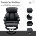 Recliner With Ottoman Footrest, Recliner Chair With Vibration Massage, Faux Leather And Swivel Wood Base For Living Room And Bedroom, Black Black Pu
