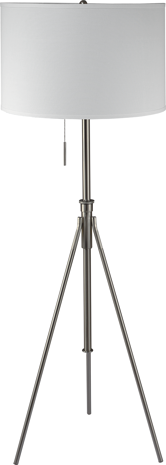 58" 72"H Adjustable Tripod Floor W Kd Shade 1Pcs Ctn 1.78 9.9 Brushed Nickel Metal