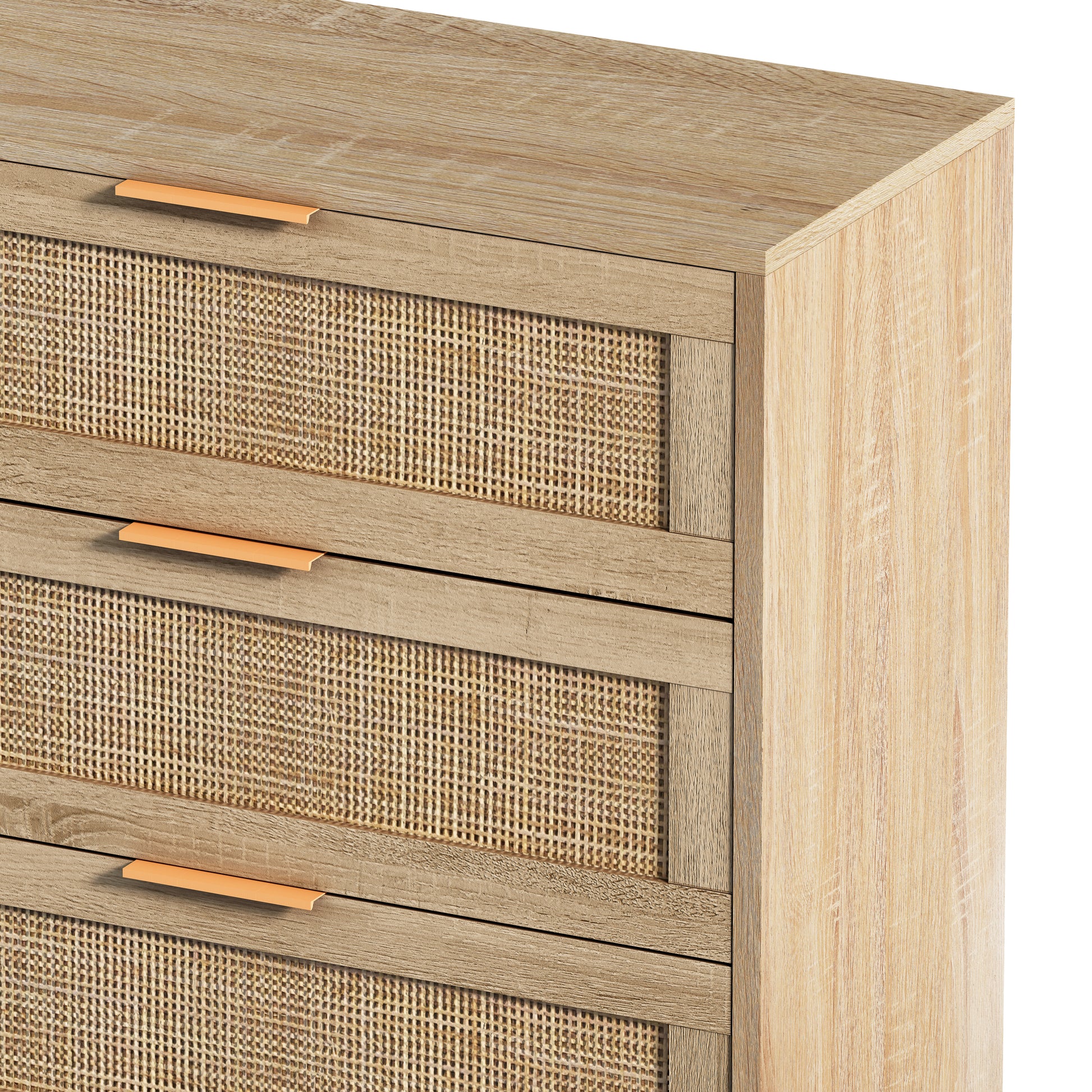 51.18"6 Drawers Rattan Storage Cabinet Rattan Drawer,For Bedroom,Living Room,Natural Same Sku:W757P198980 Natural Particle Board