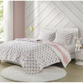 Cotton Cabana Stripe Reversible Quilt Set With Rainbow Reverse Full Pink Cotton