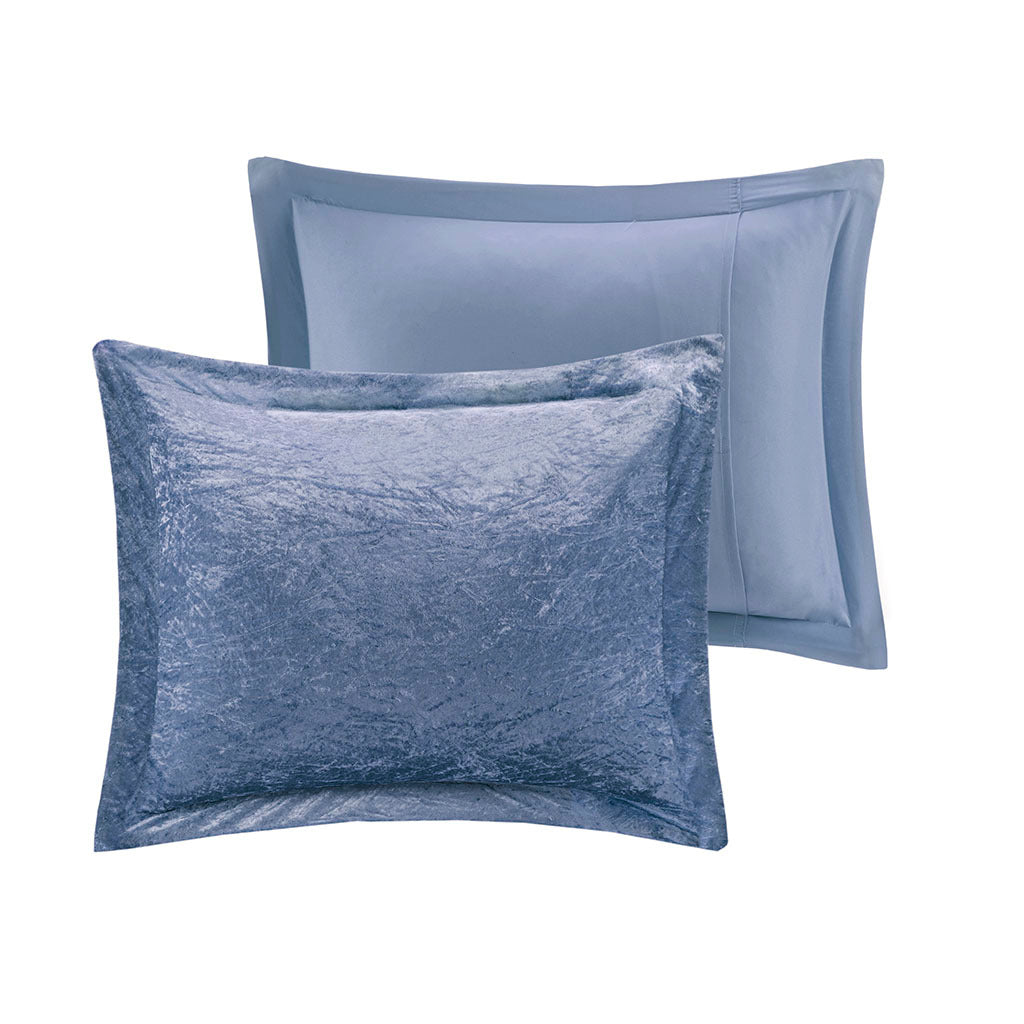Velvet Comforter Set King Blue Polyester