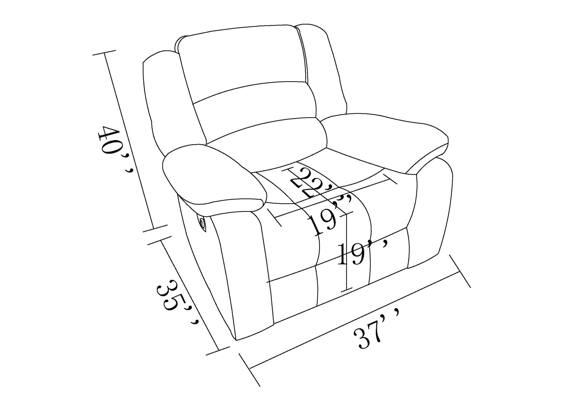 Transitional Microfiber Fabric Recliner Chair Gray Foam Fabric