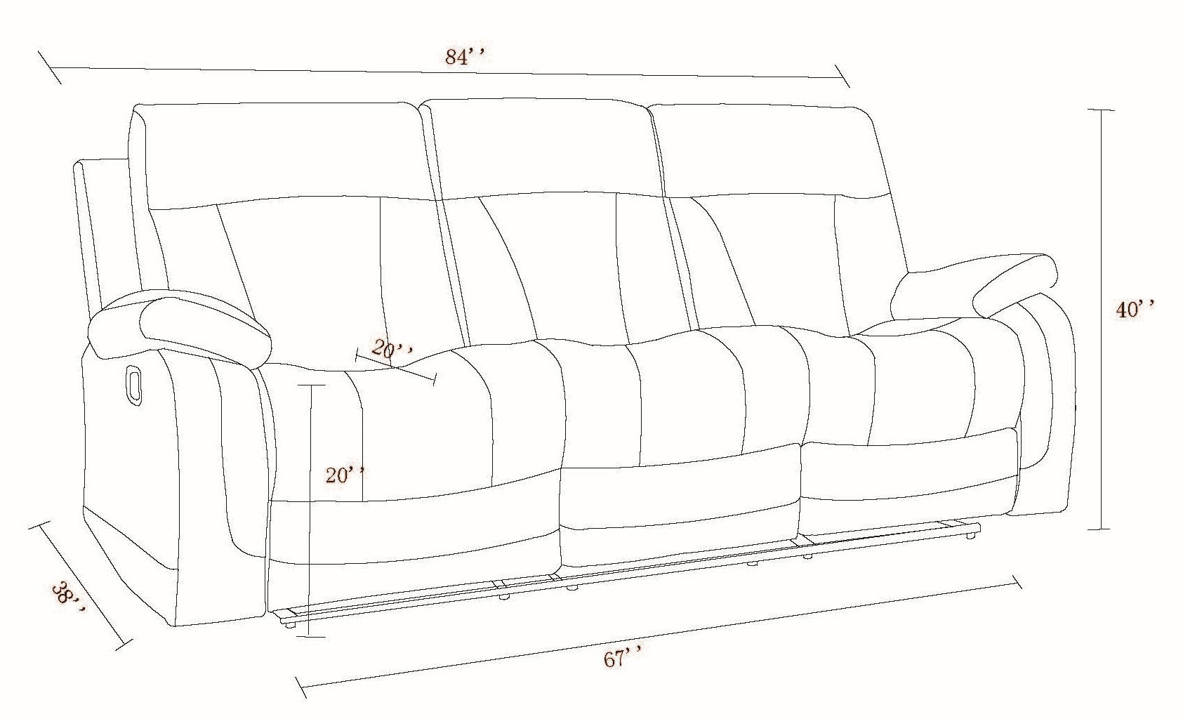 Reclining Transitional Microfiber Fabric Sofa Brown Foam Fabric