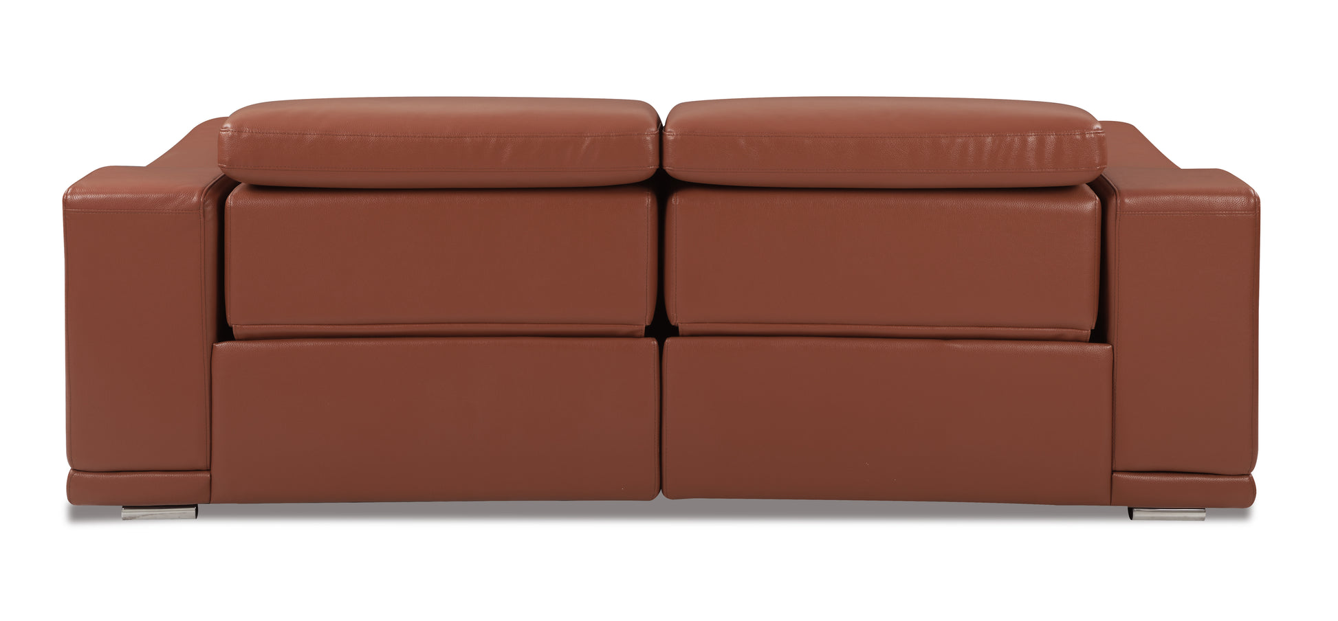 Genuine Italian Leather Power Reclining Sofa Camel Foam Leather