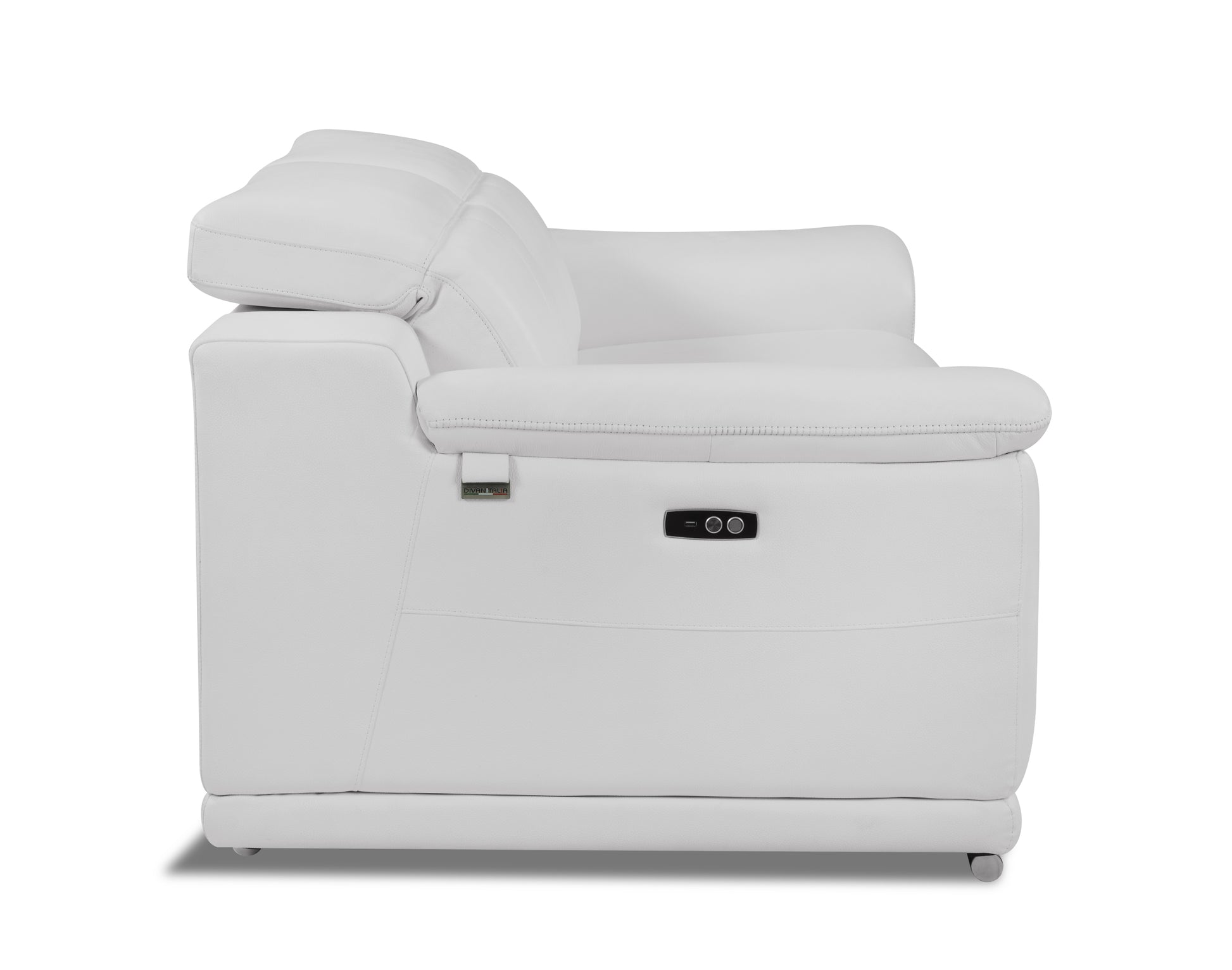 Genuine Italian Leather Power Reclining Loveseat White Foam Leather