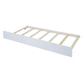 Twin Size Wood Daybed With Trundle And Fence Guardrails, White Twin White Solid Wood Mdf