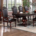 Majestic Traditional 2Pcs Arm Chairs Brown Cherry Solid Wood Faux Wood Carved Details Blackseats Formal Dining Room Furniture Brown Brown Dining Room Luxury,Traditional,Vintage Dining Chairs