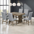 Mid Century Solid Wood 7 Piece Dining Table Set Extendable Kitchen Table Set With Upholstered Chairs And 12