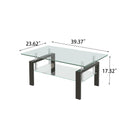 Tempered Clear Glass Coffee Table, 2 Layers Coffee Table Living Room Center Table Transparent Glass
