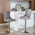 Thick Golden Swivel Velvet Barstools Adjusatble Seat Height From 25 33 Inch, Modern Upholstered Bar Stools With Backs Comfortable Tufted For Home Pub And Kitchen Island Gray,Set Of 2 Gray Foam Velvet