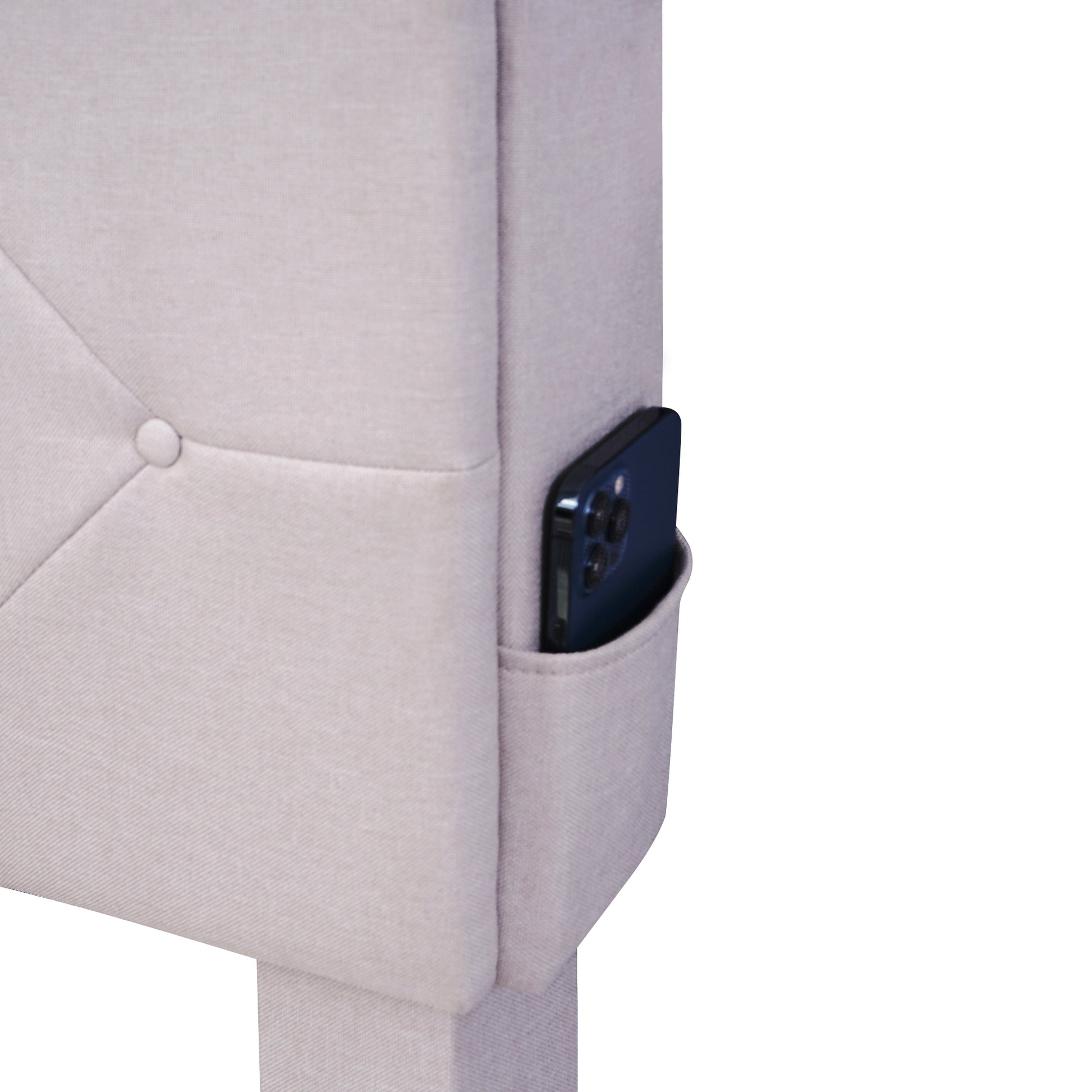 Full Size Upholstered Platform Bed With Storage Headboard, Led, Usb Charging And 2 Drawers, Beige Box Spring Not Required Beige Wood Linen Upholstered