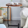 2 Pieces Brown C Shaped Side Table, Small Sofa Table For Small Spaces, Living Room, Bedroom Brown Metal