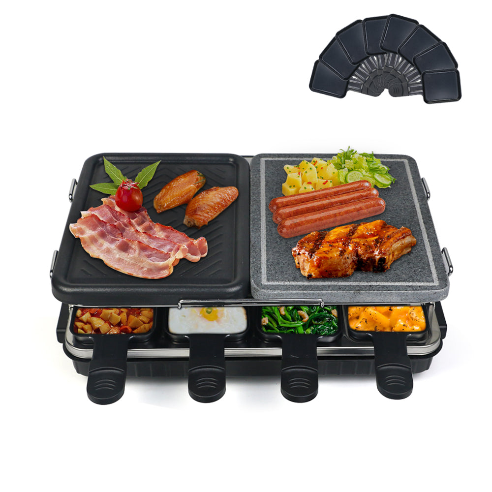 Dual Raclette Table Grill w Non Stick Grilling
