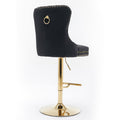 Thick Golden Swivel Velvet Barstools Adjusatble Seat Height From 27 35 Inch, Modern Upholstered Bar Stools With Backs Comfortable Tufted For Home Pub And Kitchen Island Black,Set Of 2 Black Foam Velvet