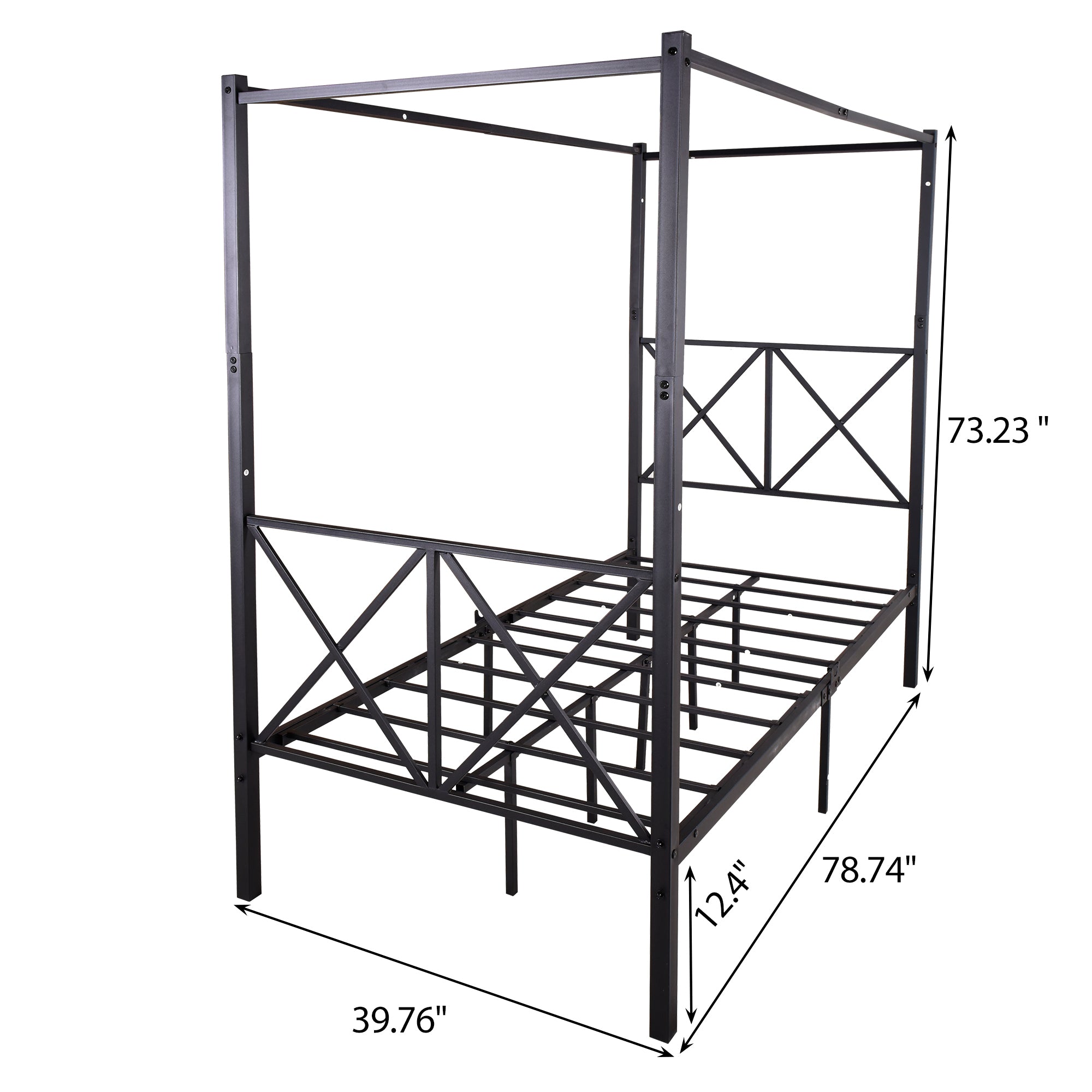 Twin Size Metal Canopy Bed Frame, Platform Bed Frame box spring not
