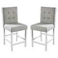 Set Of 2Pc Counter Height Dining Chairs Antique White Solid Wood Dining Room Furniture Tufted Back Padded Upholstered Seat. Antique White White Dining Room Classic,Contemporary,Modern Dining Chairs Rubberwood Tufted Back Solid Wood