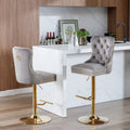 Thick Golden Swivel Velvet Barstools Adjusatble Seat Height From 25 33 Inch, Modern Upholstered Bar Stools With Backs Comfortable Tufted For Home Pub And Kitchen Island Gray,Set Of 2 Gray Foam Velvet