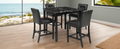 5 Piece Kitchen Table Set Faux Marble Top Counter Height Dining Table Set With 4 Pu Leather Upholstered Chairs, Black Wood Dining Room Solid Wood Rubberwood Rectangular Dining Table With Chair Upholstered Chair Wood Black Solid Back Seats 4 36 Inches