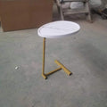 White C Shaped Side Table, Small Sofa Table For Cough, Bederoom White Metal