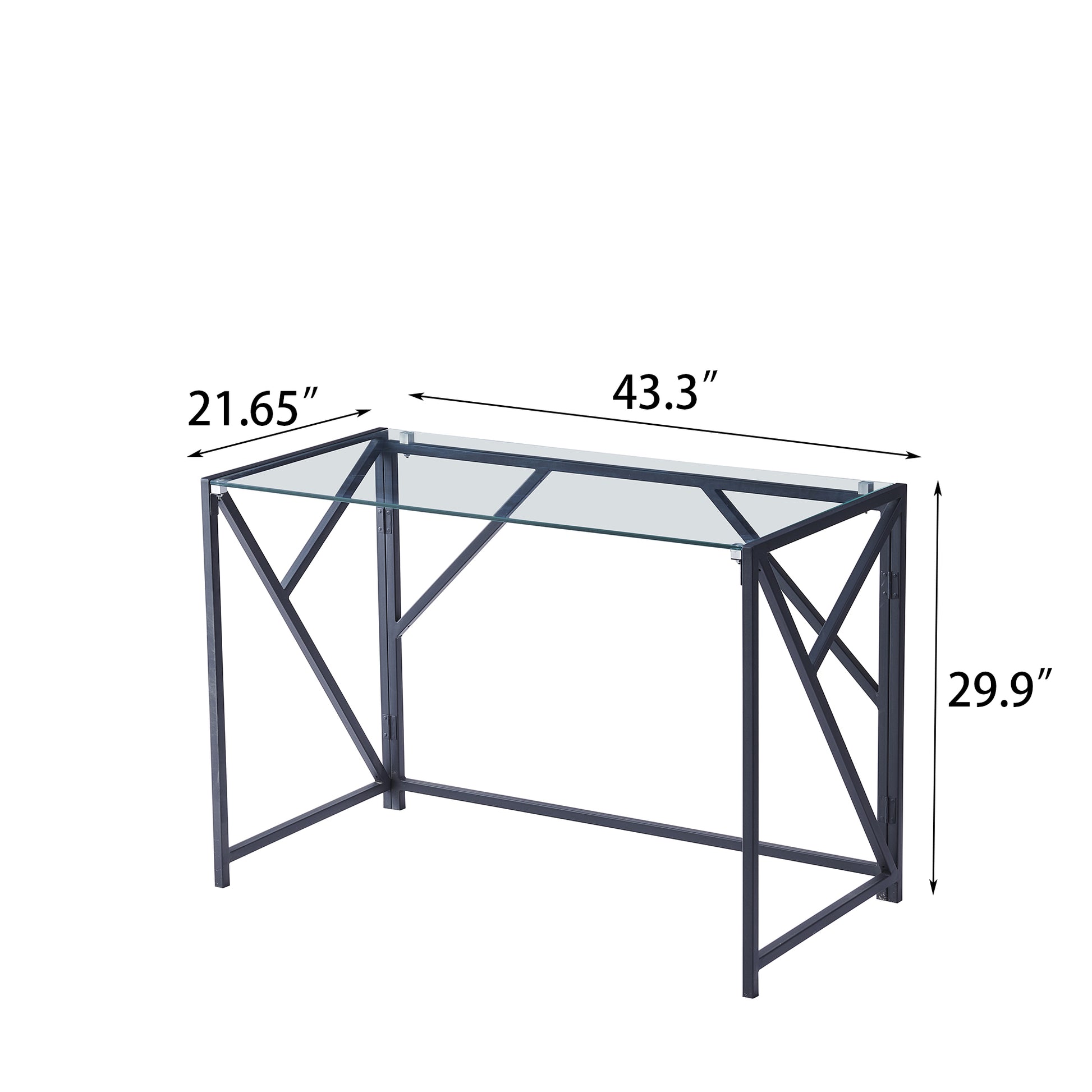 Tempered Clear Glass Computer Desk, Laptop Desk Transparent Glass Laptop Table, Small Study Desk Transparent Glass