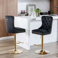 Thick Golden Swivel Velvet Barstools Adjusatble Seat Height From 27 35 Inch, Modern Upholstered Bar Stools With Backs Comfortable Tufted For Home Pub And Kitchen Island Black,Set Of 2 Black Foam Velvet