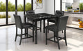 5 Piece Kitchen Table Set Faux Marble Top Counter Height Dining Table Set With 4 Pu Leather Upholstered Chairs, Black Wood Dining Room Solid Wood Rubberwood Rectangular Dining Table With Chair Upholstered Chair Wood Black Solid Back Seats 4 36 Inches