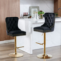 Thick Golden Swivel Velvet Barstools Adjusatble Seat Height From 27 35 Inch, Modern Upholstered Bar Stools With Backs Comfortable Tufted For Home Pub And Kitchen Island Black,Set Of 2 Black Foam Velvet