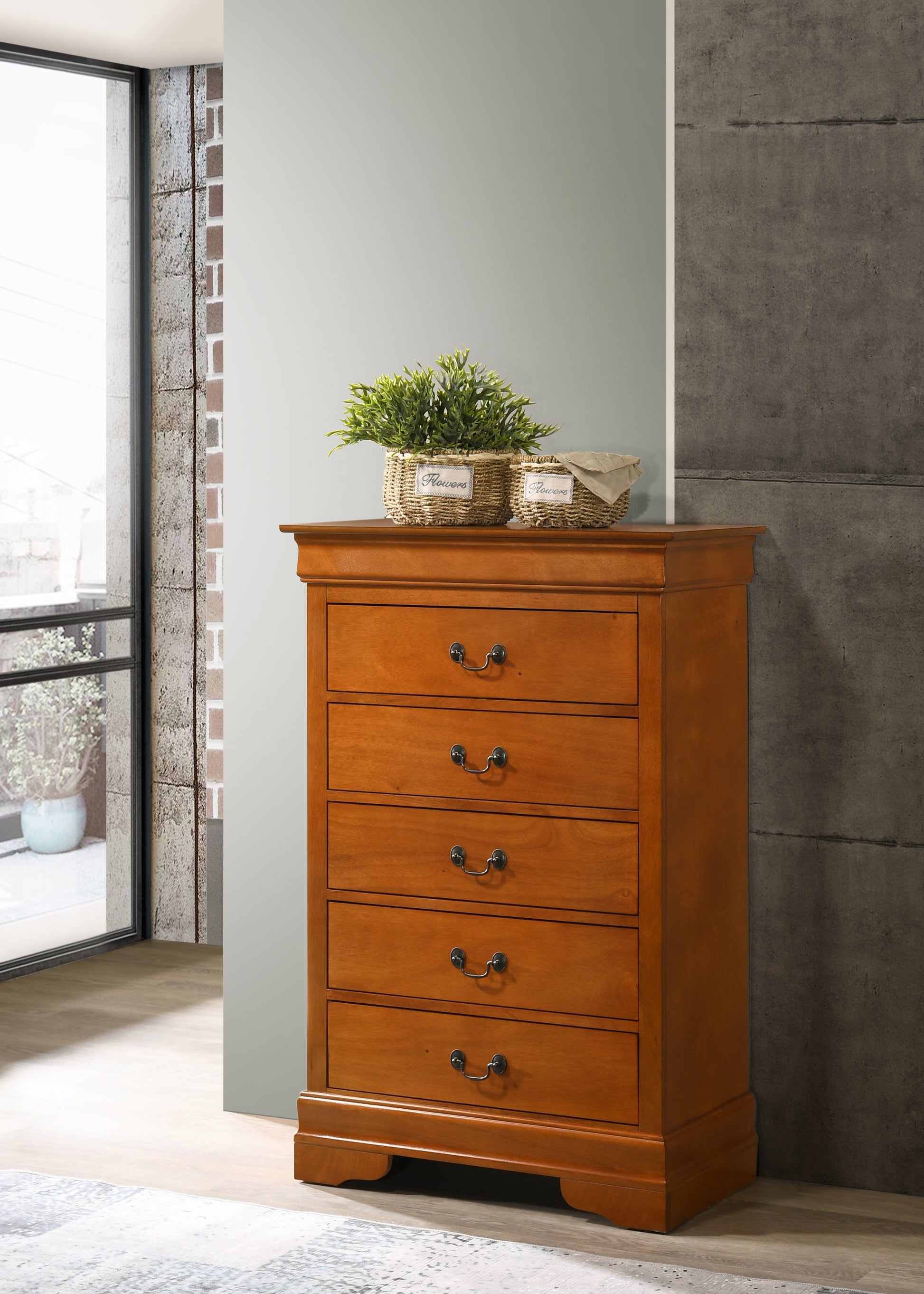 Louisphillipe G02160 Ch Chestoak Oak 5 Drawers & Above Oak Particle Board