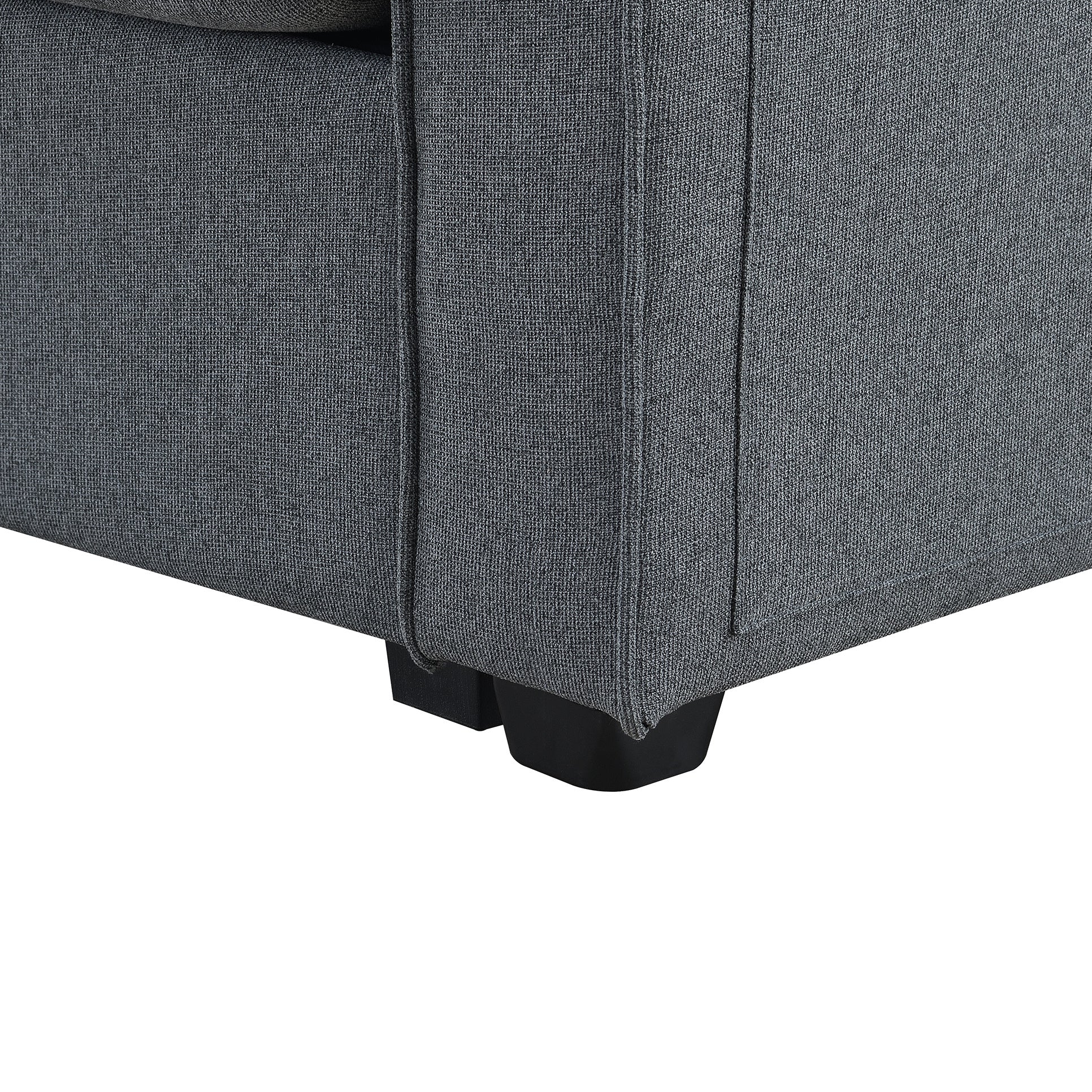 114.2" Upholstered Sofa With Console, 2 Cupholders And 2 Usb Ports Wired Or Wirelessly Charged, Modern Linen Fabric Couches With 4 Pillows For Living Room, Apartment 4 Seat Dark Grey Fabric 4 Seat