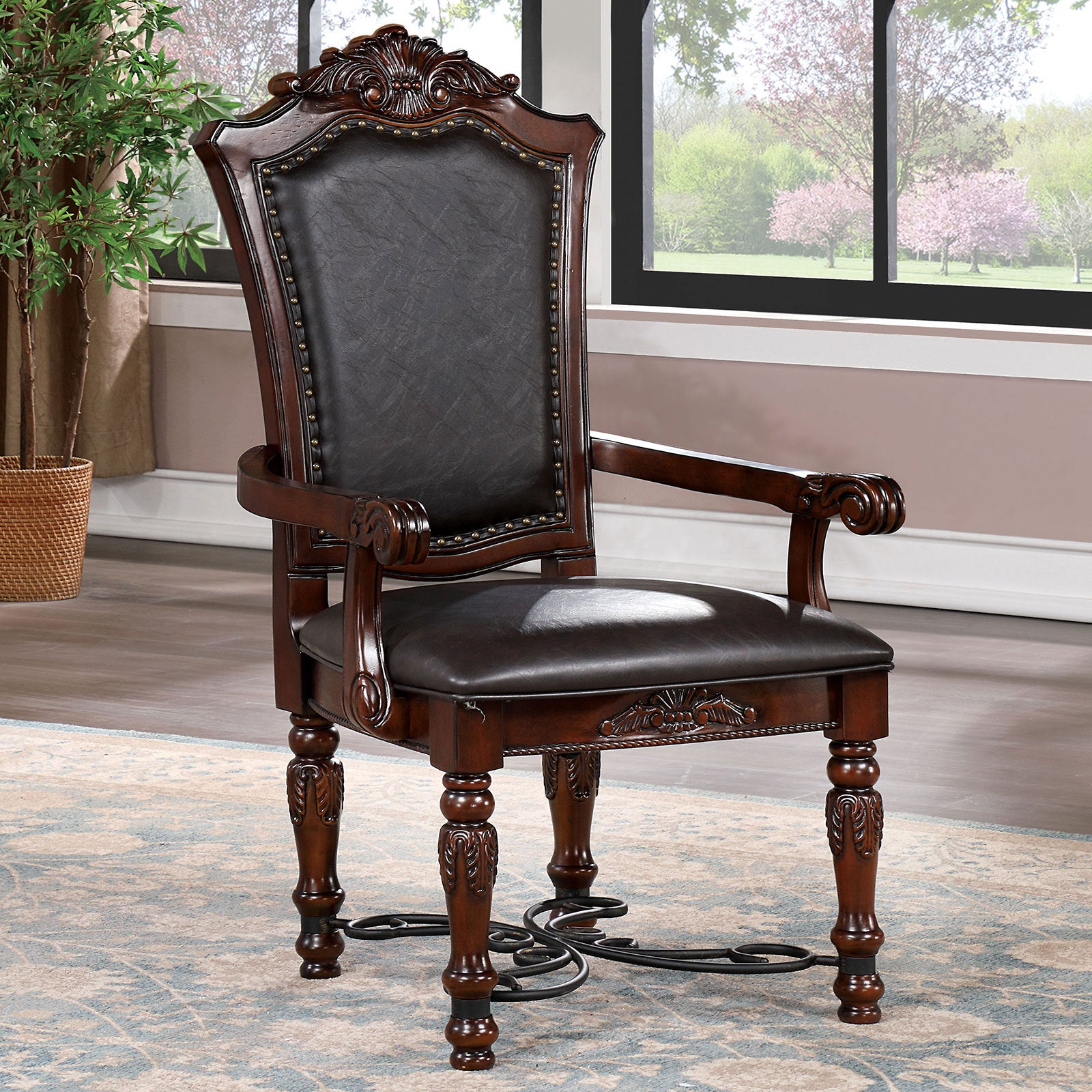 Majestic Traditional Set of 2pcs Side Chairs Brown