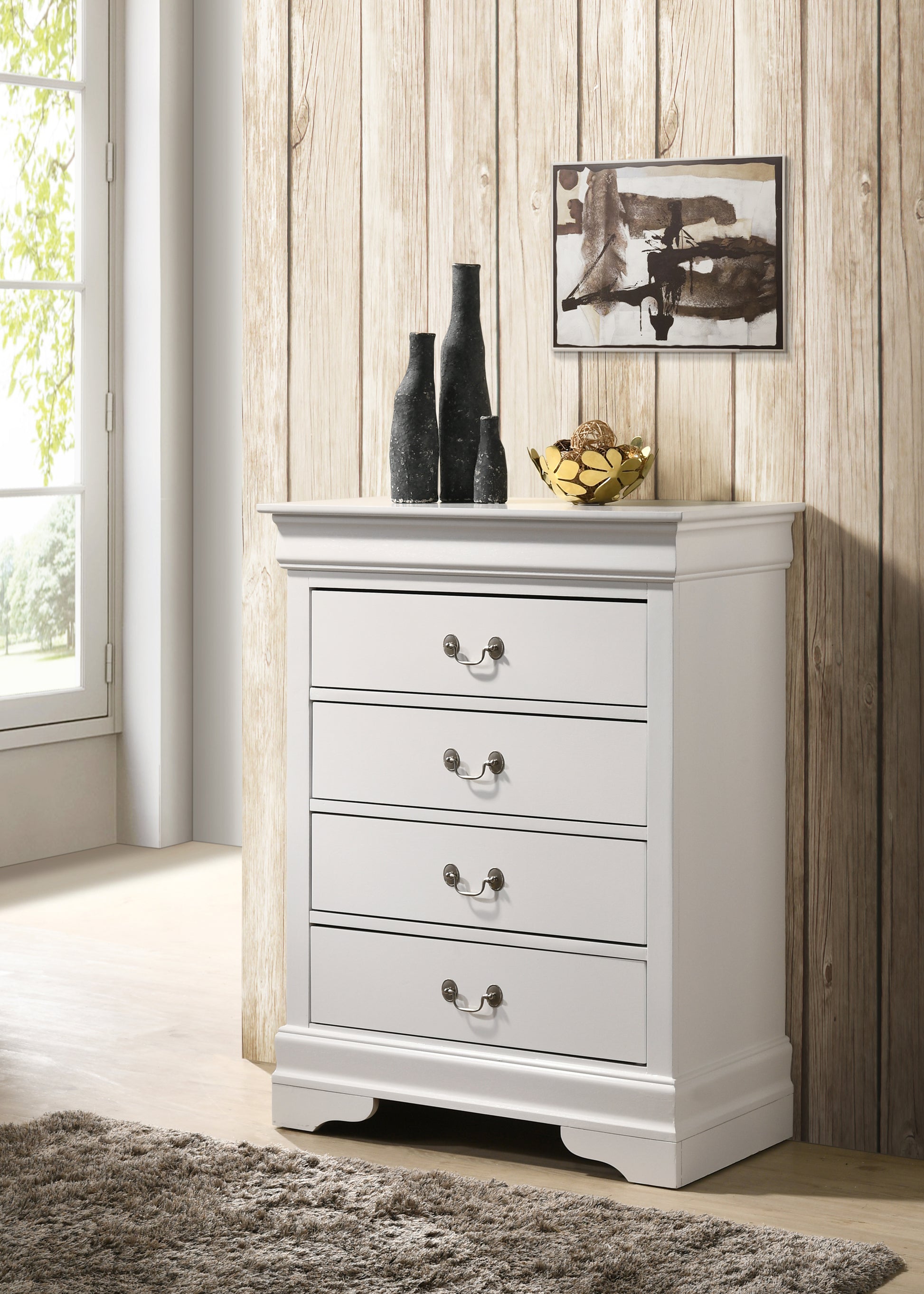 Louis Phillipe G3190 Bc 4 Drawer Chestwhite White Particle Board