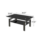 Tempered Black Glass Coffee Table, 2 Layers Tea Table Transparent Glass