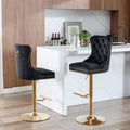 Thick Golden Swivel Velvet Barstools Adjusatble Seat Height From 27 35 Inch, Modern Upholstered Bar Stools With Backs Comfortable Tufted For Home Pub And Kitchen Island Black,Set Of 2 Black Foam Velvet