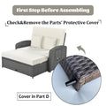 Pe Wicker Rattan Double Chaise Lounge, 2 Person Reclining Daybed With Adjustable Back And Cushions, Free Furniture Protection Cover, White Yes Complete Patio Set White Water Resistant Frame Water Resistant Cushion Garden & Outdoor Casual Sofa Seating