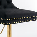 Thick Golden Swivel Velvet Barstools Adjusatble Seat Height From 27 35 Inch, Modern Upholstered Bar Stools With Backs Comfortable Tufted For Home Pub And Kitchen Island Black,Set Of 2 Black Foam Velvet