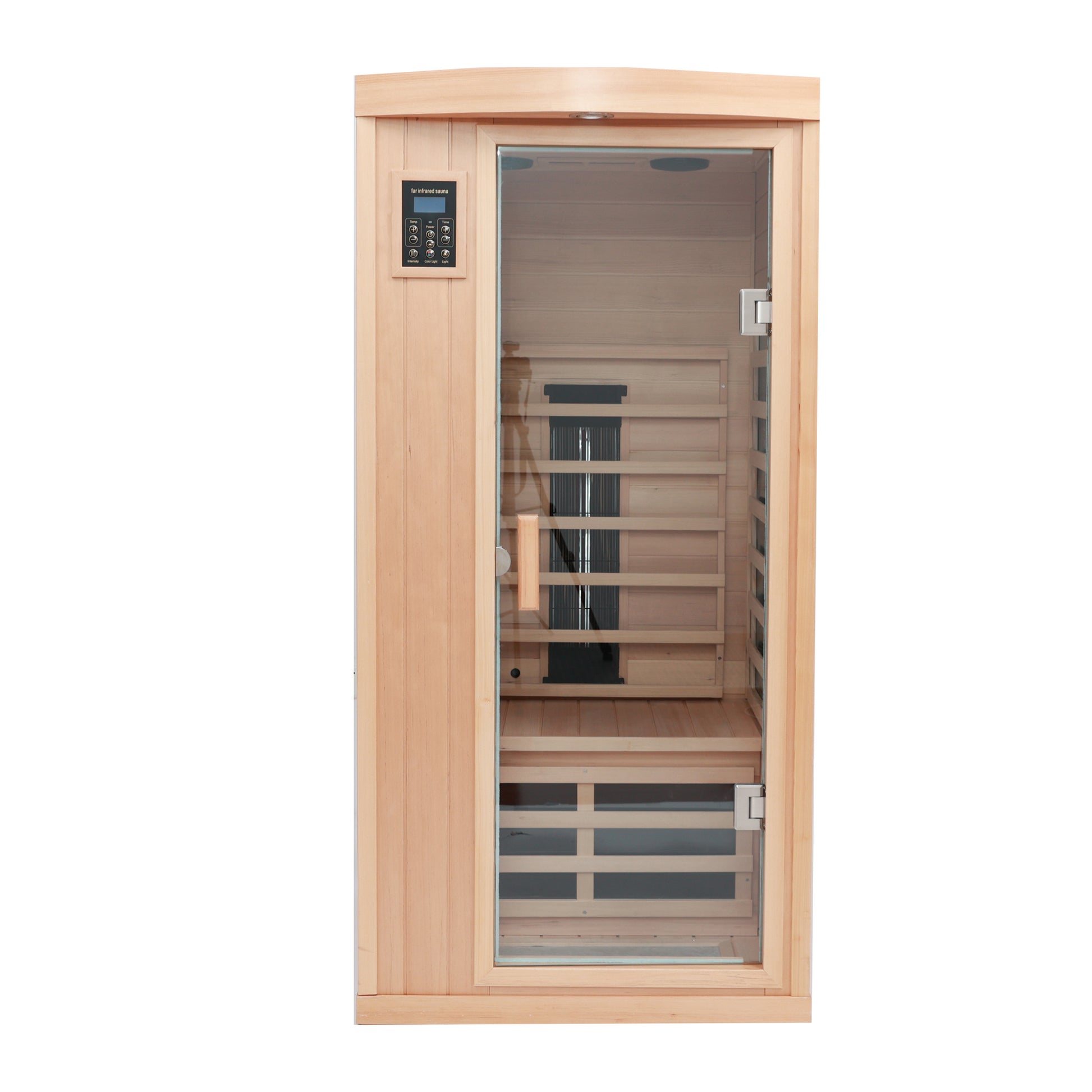 One Person Hemlock Sauna Room Far Infrared Plus Ceramic Tube Heating Indoor Sauna Room For One Person Natural Wood Solid Wood