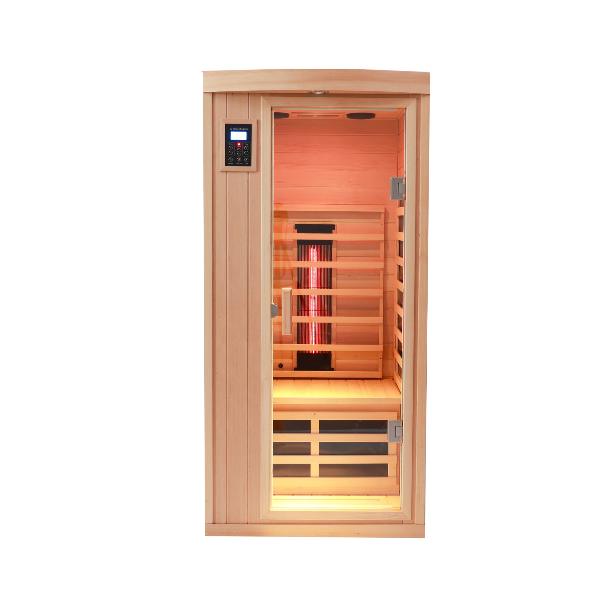 One Person Hemlock Sauna Room Far Infrared Plus Ceramic Tube Heating Indoor Sauna Room For One Person Natural Wood Solid Wood