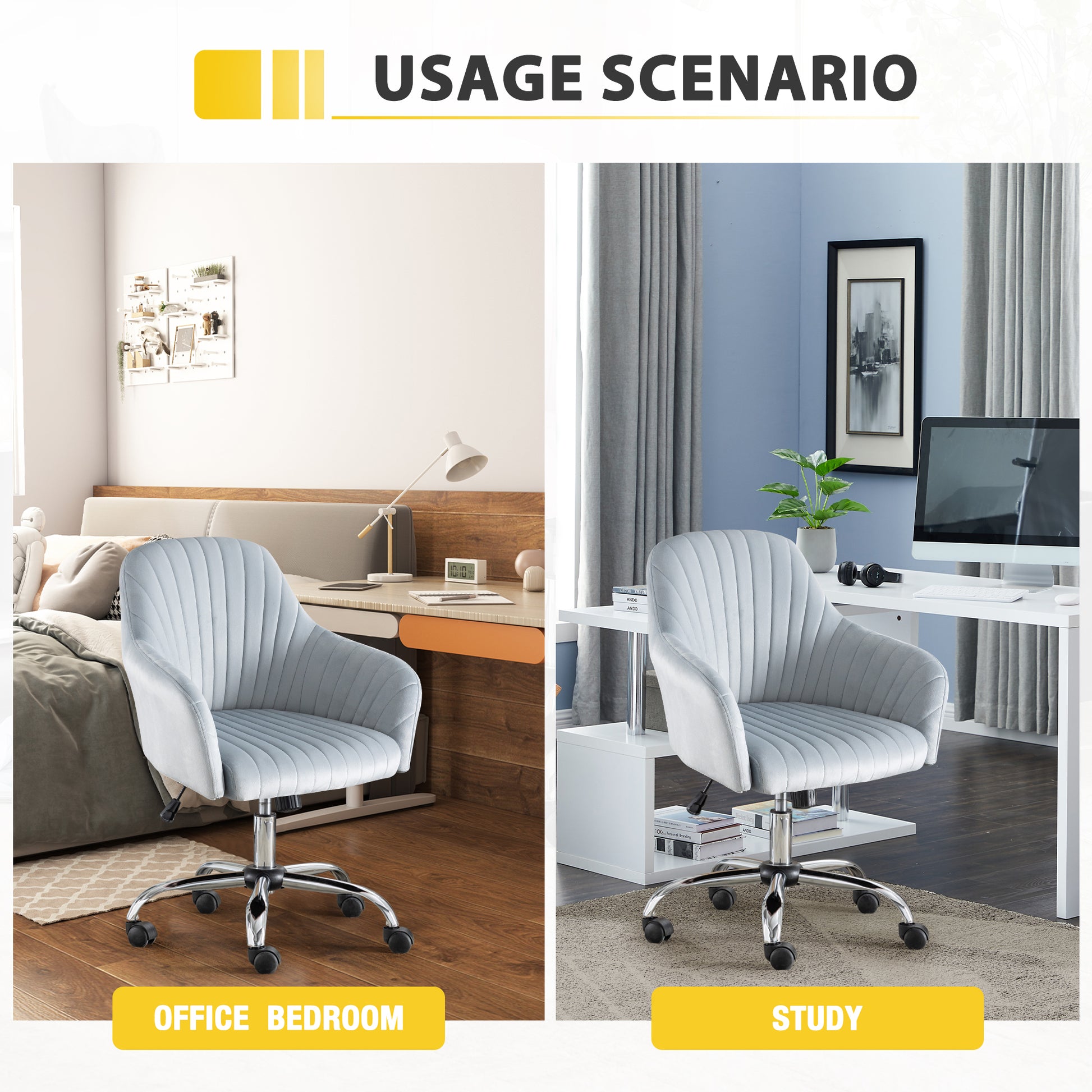 Accent Chair Modern Home Office Leisure Chair With Adjustable Velvet Height And Adjustable Casters Darkgrey Dark Gray Cotton Velvet